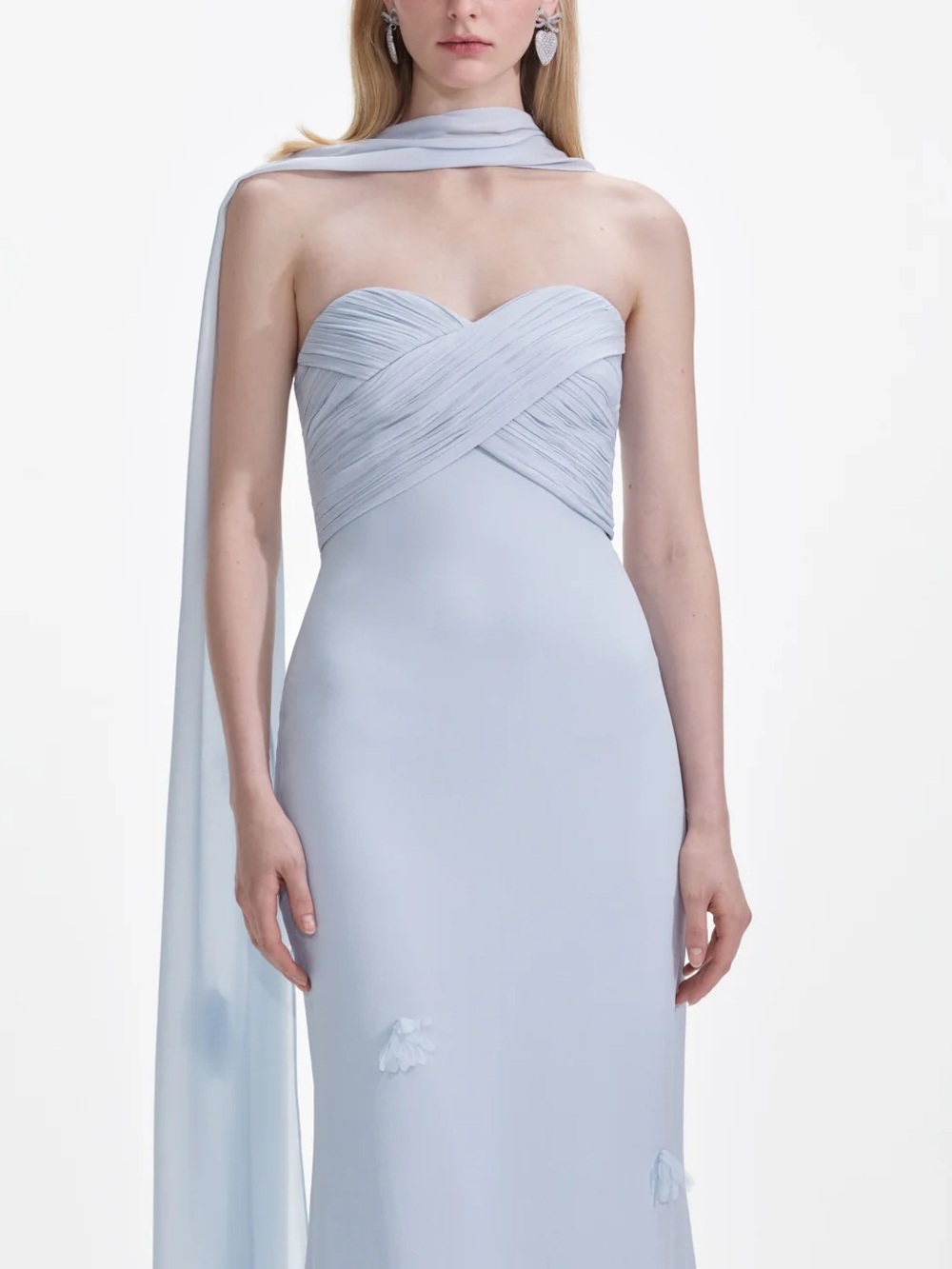 Self-Portrait Georgette Strapless Pale Blue Evening Gown